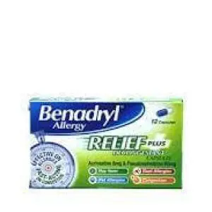 Benadryl Plus Allergy + Congestion Relief Caps 12S