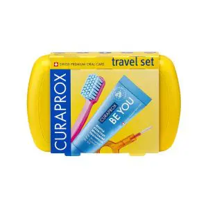 Curaprox Travel Set Yellow/ Travel Toothbrush/ Interdental Brush/ Toothpaste 10 Ml/ Travel Box