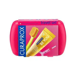 Curaprox Travel Set Magenta/ Travel Toothbrush/ Interdental Brush/ Toothpaste 10 Ml/ Travel Box