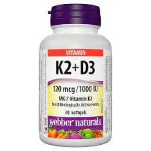 Webber Naturals K2+ D3 120Mcg/1000Iu 30S