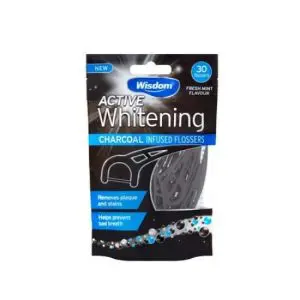 Wisdom Active Whitening Charcoal Infused Clean Between Flossers 30'S