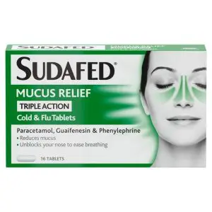 Sudafed Mucus Relief Triple Action Cold & Flu Tabs 16S