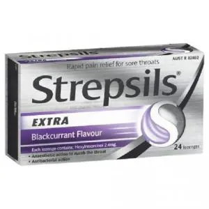 Strepsils Lozenges Extra Triple Action Blackcurrant 24S