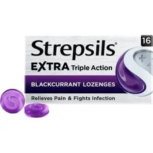 Strepsils Lozenges Extra Triple Action Blackcurrant 16S