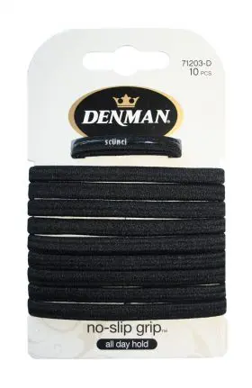 Denman Elastic Bands No-Slip Black  - 10Pc -71203D