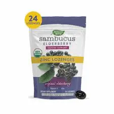 Natures Way Sambucus Organic Zinc Original Elderberry Lozenges 24S