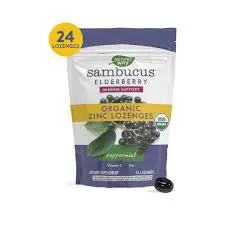 Natures Way Sambucus Organic Zinc Peppermint  Lozenges 24S