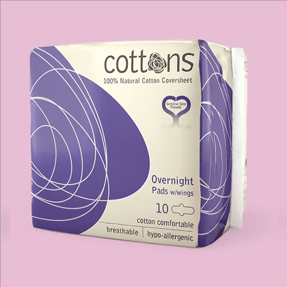 Natural Cotton Overnight Pads 10S