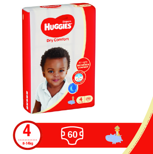 Huggies Jumbo Dry Comfort Diapers (Size 4) 8-14Kgs 60'S