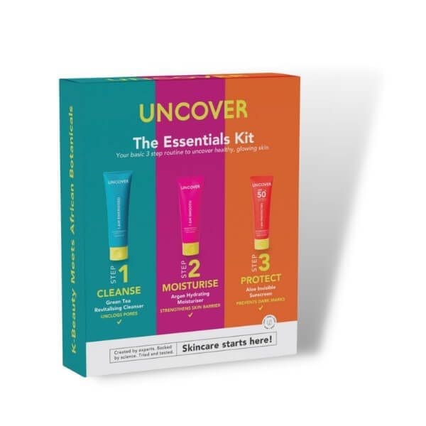 Uncover Skin Care 3-In-1 Kit Cleanse Moisturizer Suncream