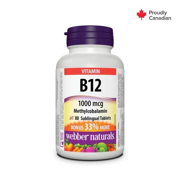 Webber Naturals B12 Methylcobalamin 1000Mcg Sublingual Tabs 80S