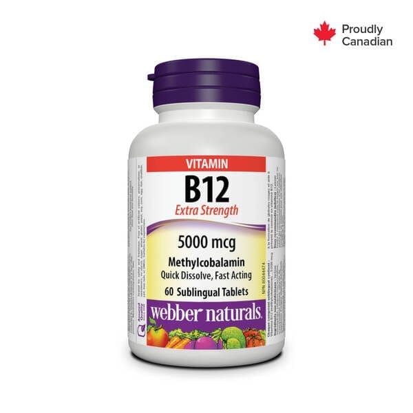 Webber Naturals B12 Methylcobalamin 5000Mcg Sublingual Tabs 60S