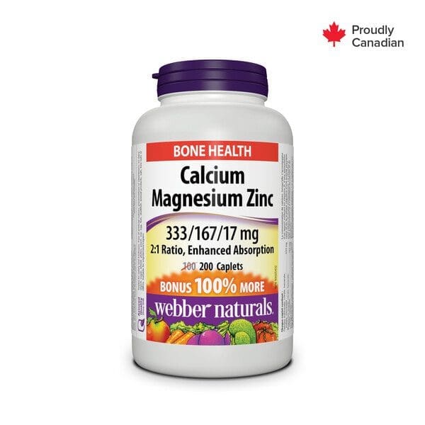 Webber Naturals Calcium Magnesium Zinc Caplets 200S