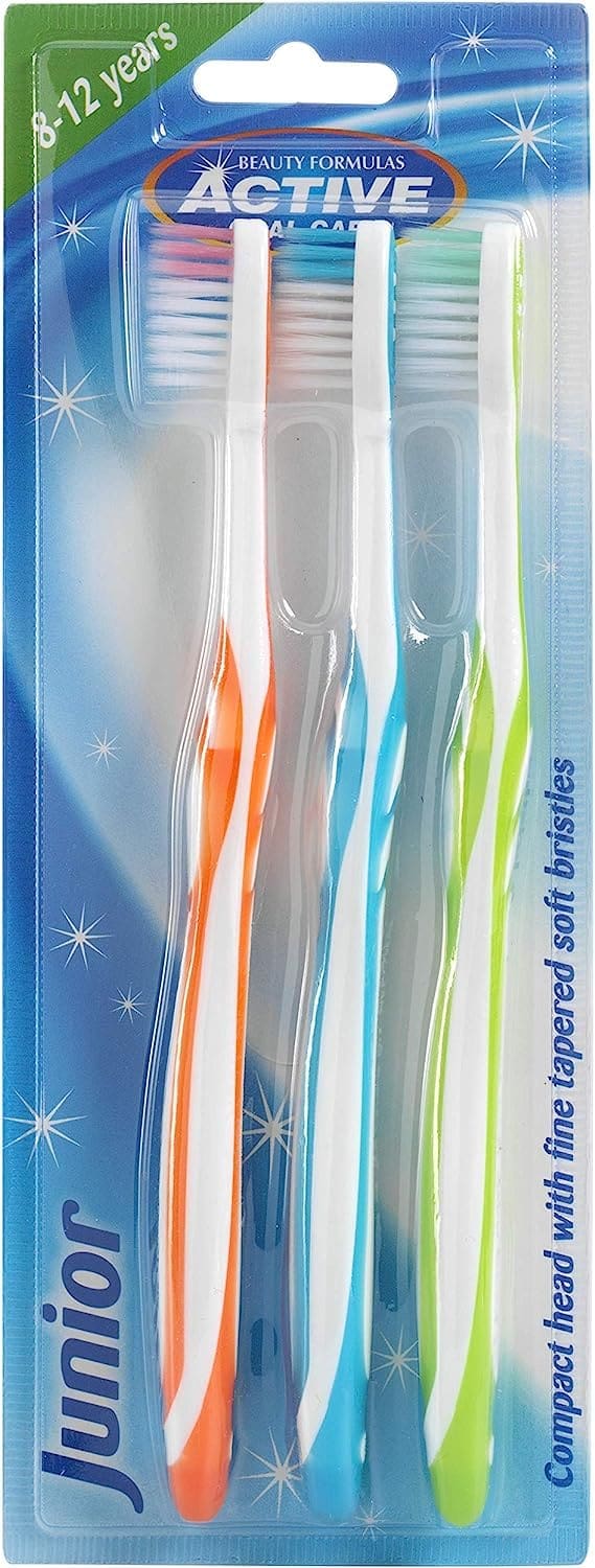 Beauty Formulas Active Junior Toothbrush (3Pack) 8-12Yrs