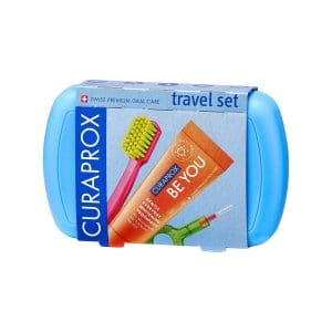Curaprox Travel Set Blue/ Travel Toothbrush/ Interdental Brush/ Toothpaste 10 Ml/ Travel Box