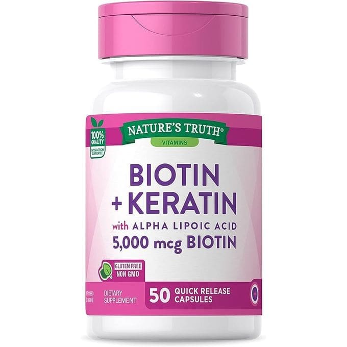 Natures Truth Biotin 5000Mcg + Keratin 50S Quick Release Caps