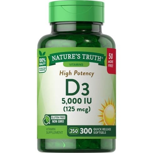 Natures Truth Vitamin D3 5000Iu(125Mg) Qr Softgels 100S